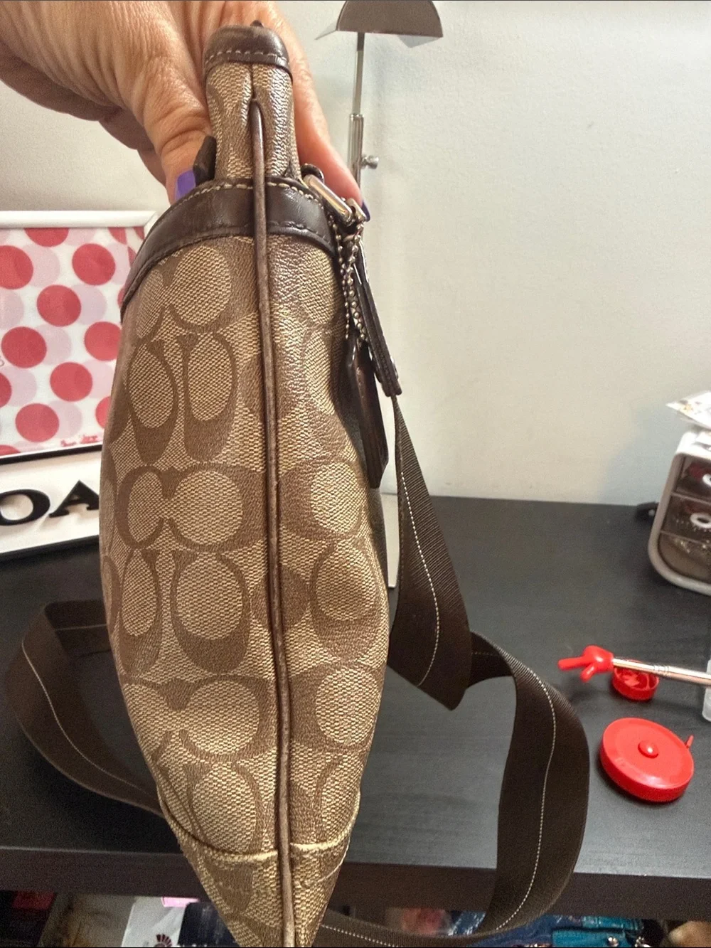 Coach Signature Stripe Canvas Crossbody Bag - Picture 6 of 15